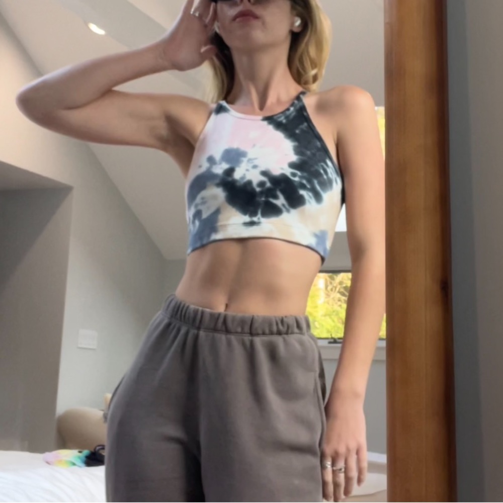 Electric and rose hand dyed tye dye sports bra